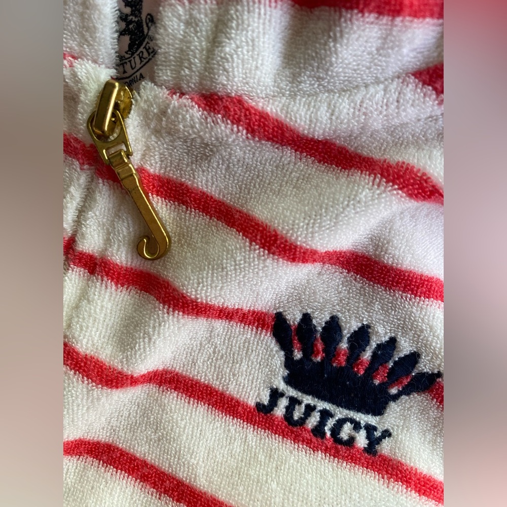 ~SOLD~Juicy Couture Red & White Striped Hoodie Jacket